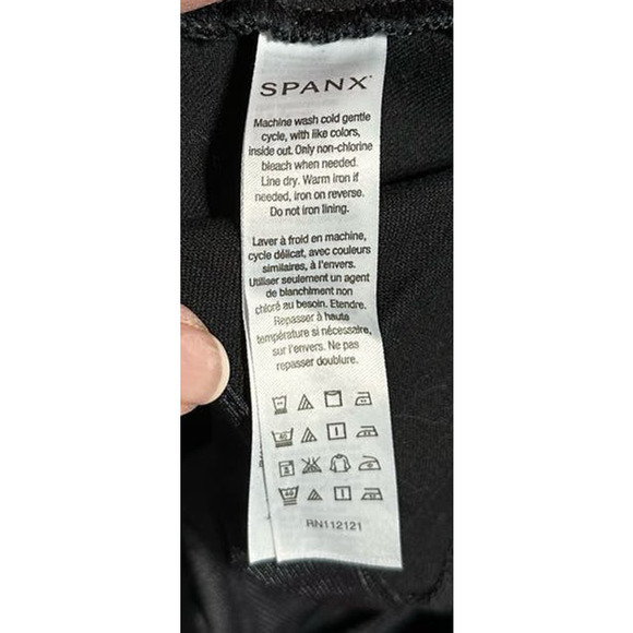 SPANX Black pant leggings with Faux Leather Faux Front Pockets Size L‎ - Picture 5 of 5